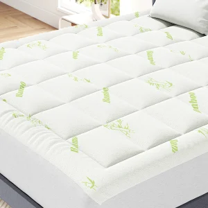 400g Bamboo Ultra Soft Pillow Top Mattress Pad  Stretchable Pockets  Cooling